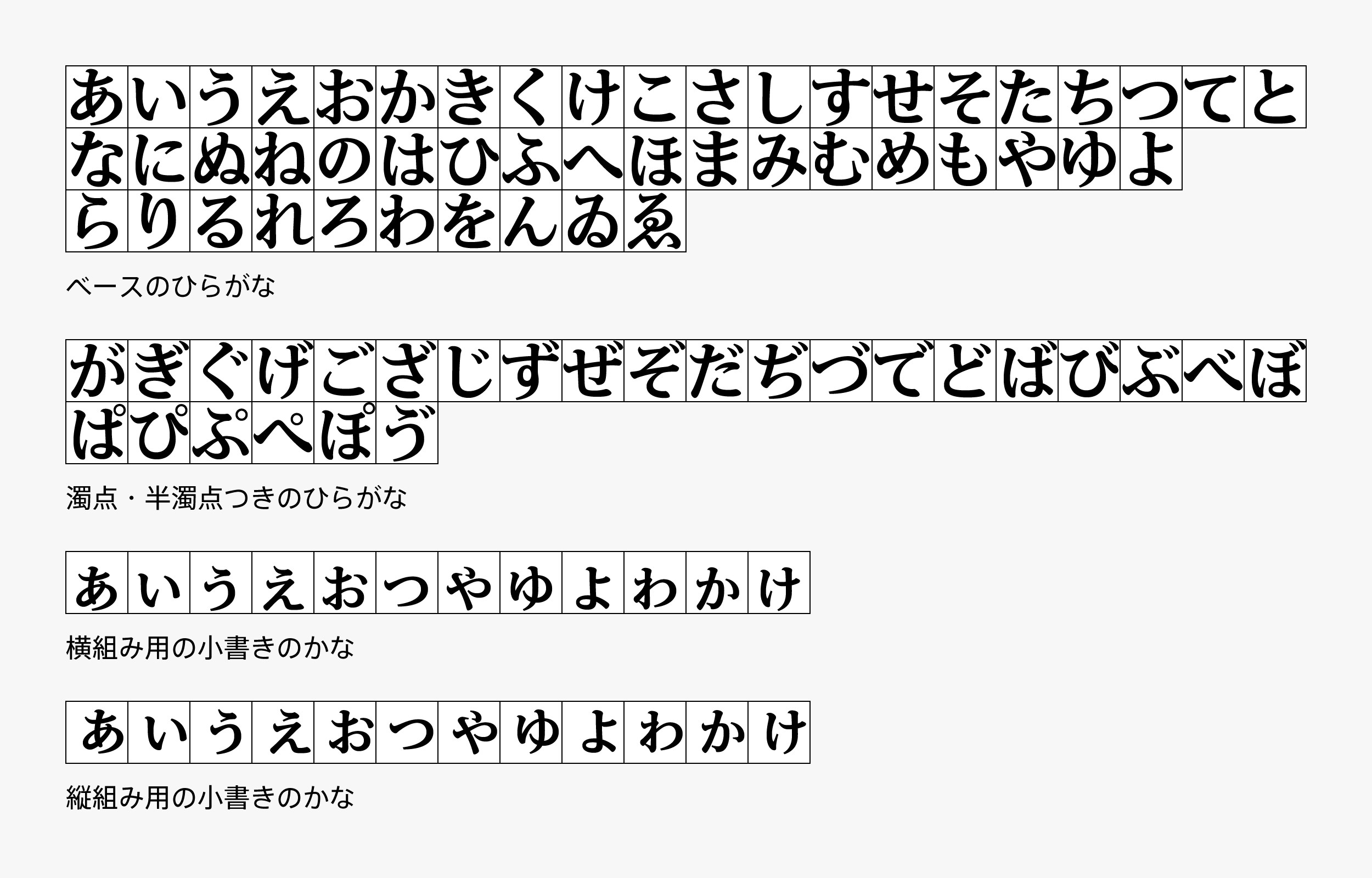 意外と多い仮名系グリフ01「50字では足りないひらがな」 - Type Project Staff Blog